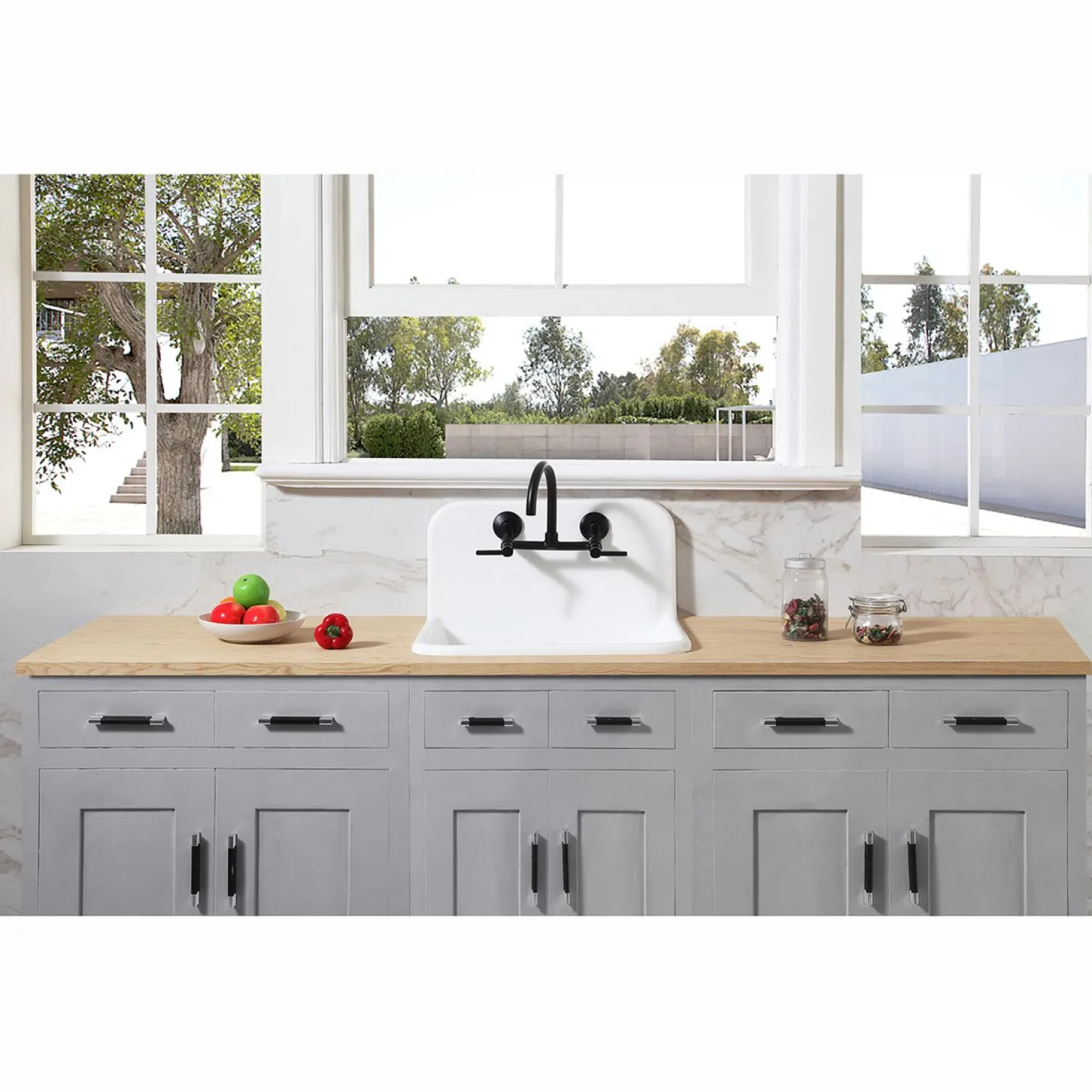 Sale Concord Wall Mount 2-Hole 8-Inch Adjustable Center Kitchen Faucet Wall Mounted Kitchen Faucets