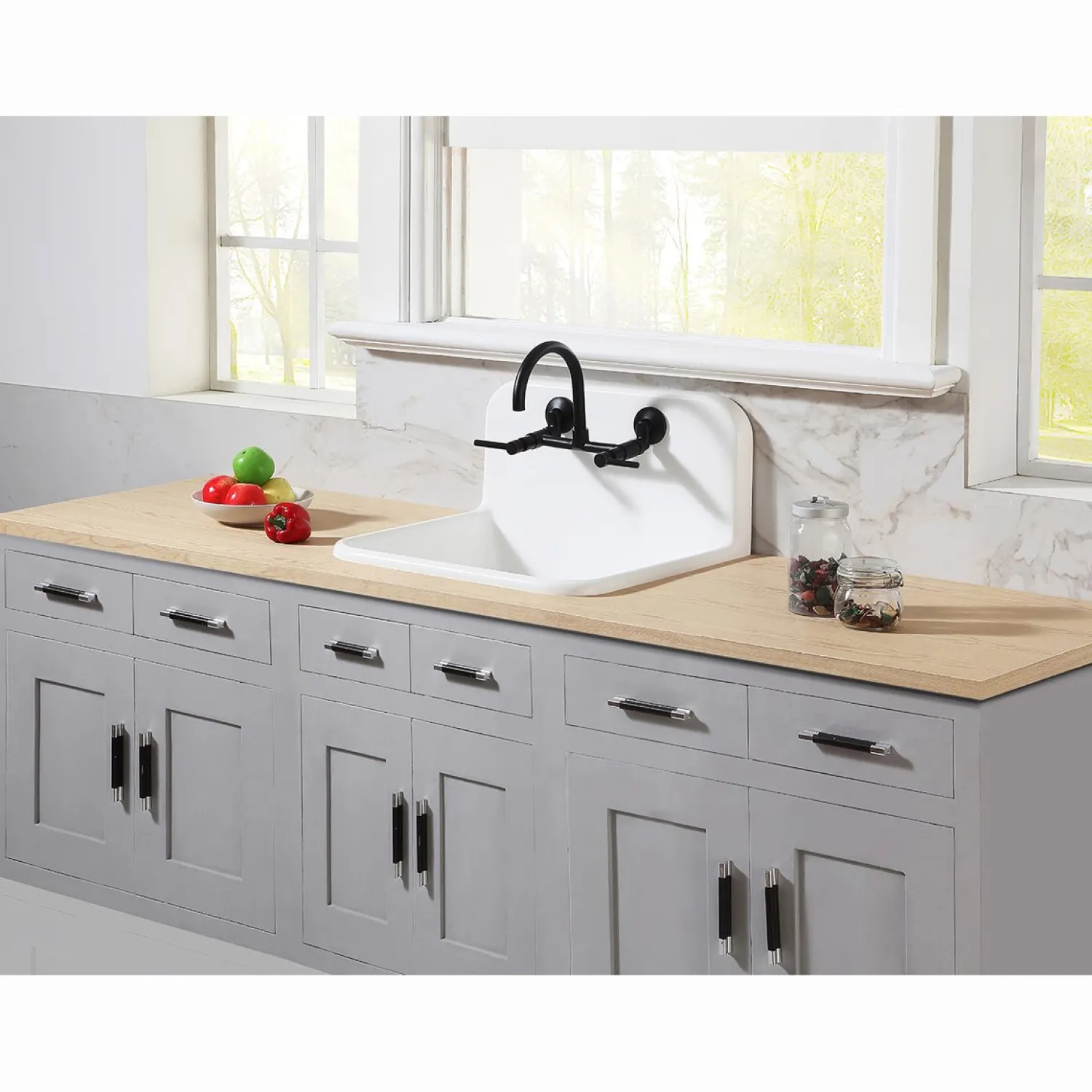 Sale Concord Wall Mount 2-Hole 8-Inch Adjustable Center Kitchen Faucet Wall Mounted Kitchen Faucets
