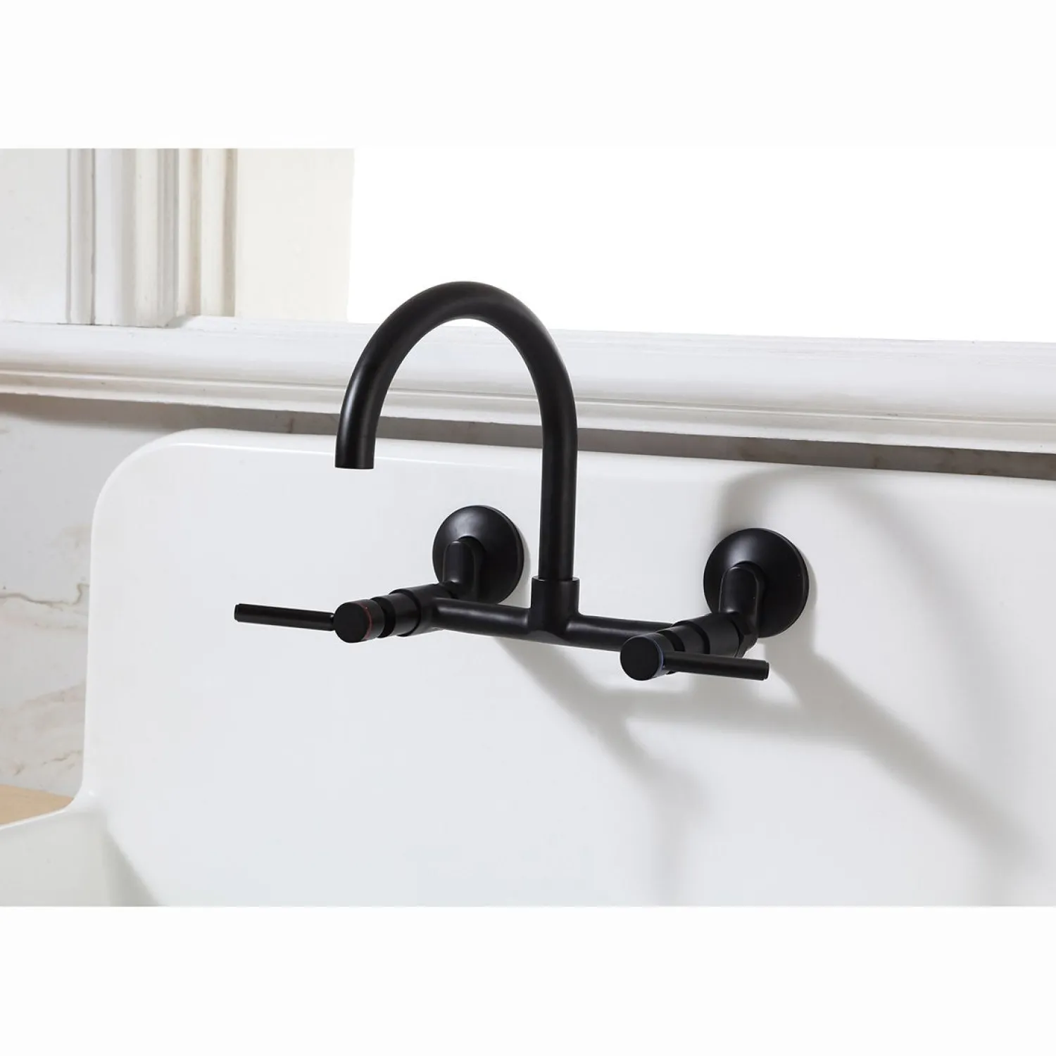 Sale Concord Wall Mount 2-Hole 8-Inch Adjustable Center Kitchen Faucet Wall Mounted Kitchen Faucets