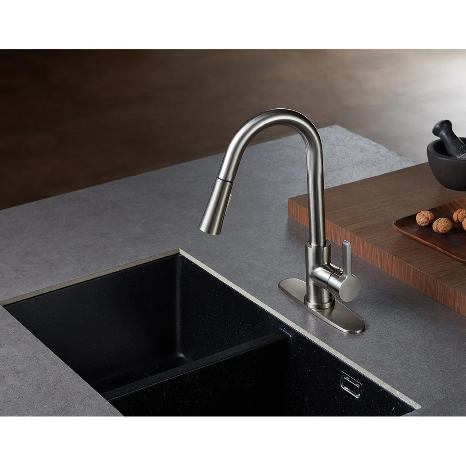 Best Continental Gourmetier Single-Handle Pull-Down Kitchen Faucet Single Hole
