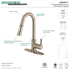 Best Continental Gourmetier Single-Handle Pull-Down Kitchen Faucet Single Hole