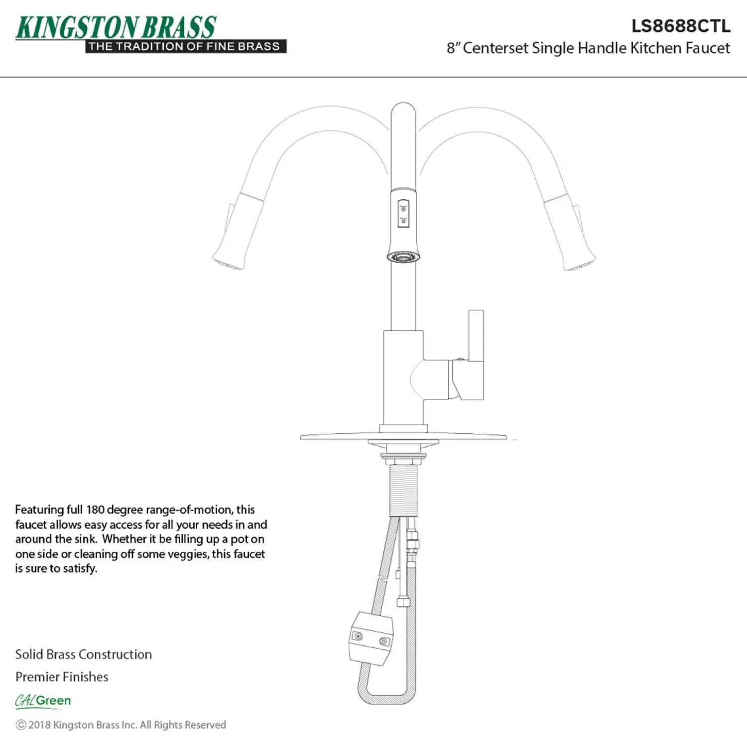 Best Continental Gourmetier Single-Handle Pull-Down Kitchen Faucet Single Hole