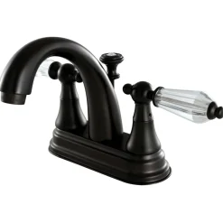 Deck Mount 4" Centerset Lavatory Faucet with Brass Pop-up 4" Center Set