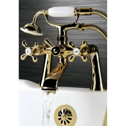 Outlet Deck Mount 2-Hole Clawfoot Tub Faucet with Hand Shower Tub & Shower Sets|Tub Faucets