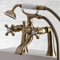 Outlet Deck Mount 2-Hole Clawfoot Tub Faucet with Hand Shower Tub & Shower Sets|Tub Faucets