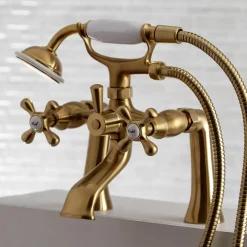 Outlet Deck Mount 2-Hole Clawfoot Tub Faucet with Hand Shower Tub & Shower Sets|Tub Faucets