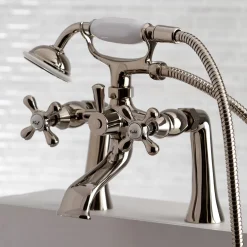 Outlet Deck Mount 2-Hole Clawfoot Tub Faucet with Hand Shower Tub & Shower Sets|Tub Faucets