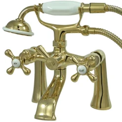 Outlet Deck Mount 2-Hole Clawfoot Tub Faucet with Hand Shower Tub & Shower Sets|Tub Faucets