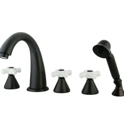 Outlet Deck Mount Roman Tub Filler 5 Pieces with Hand Shower Tub & Shower Sets|Tub Faucets