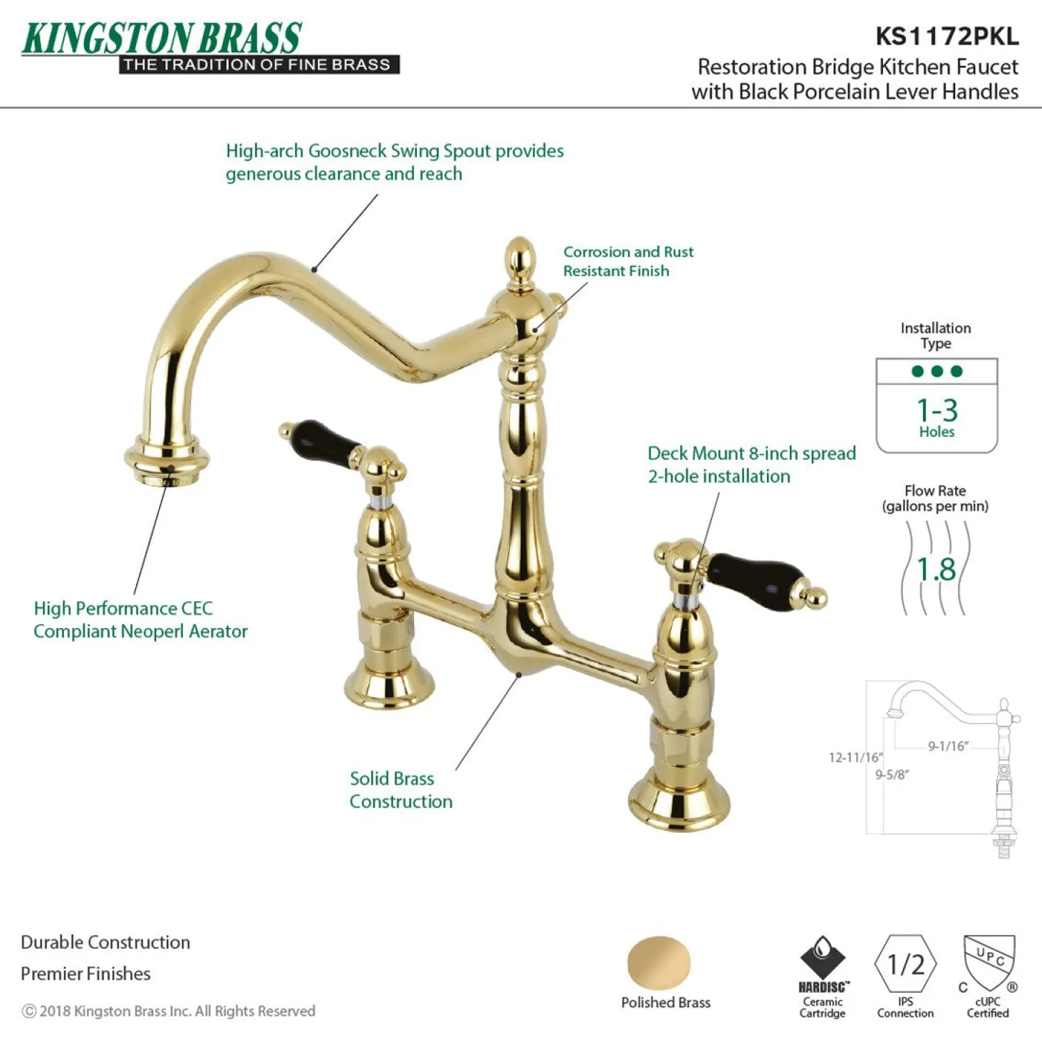 Sale Duchess 8" Centerset Kitchen Faucet Less Sprayer Bridge Faucets