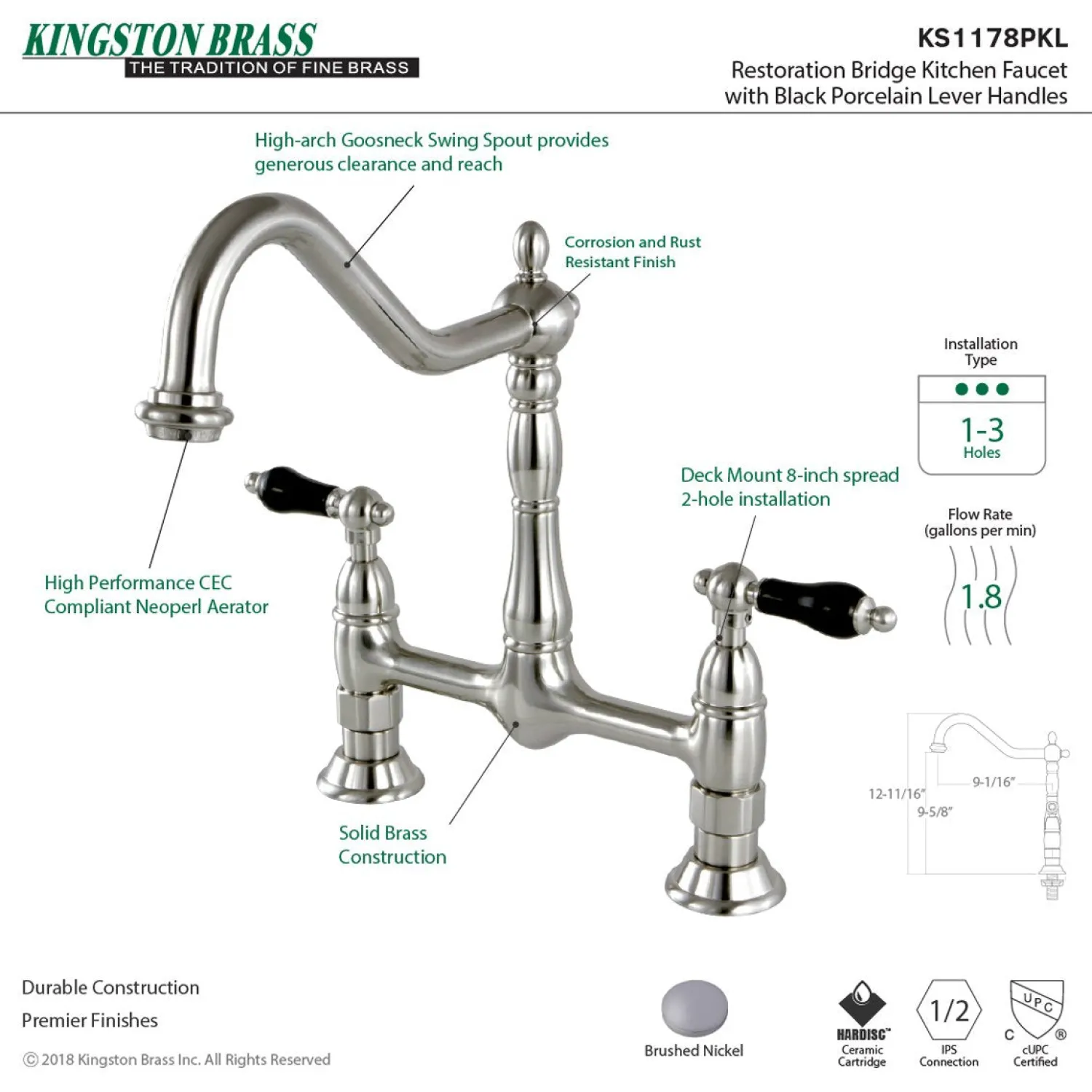 Sale Duchess 8" Centerset Kitchen Faucet Less Sprayer Bridge Faucets