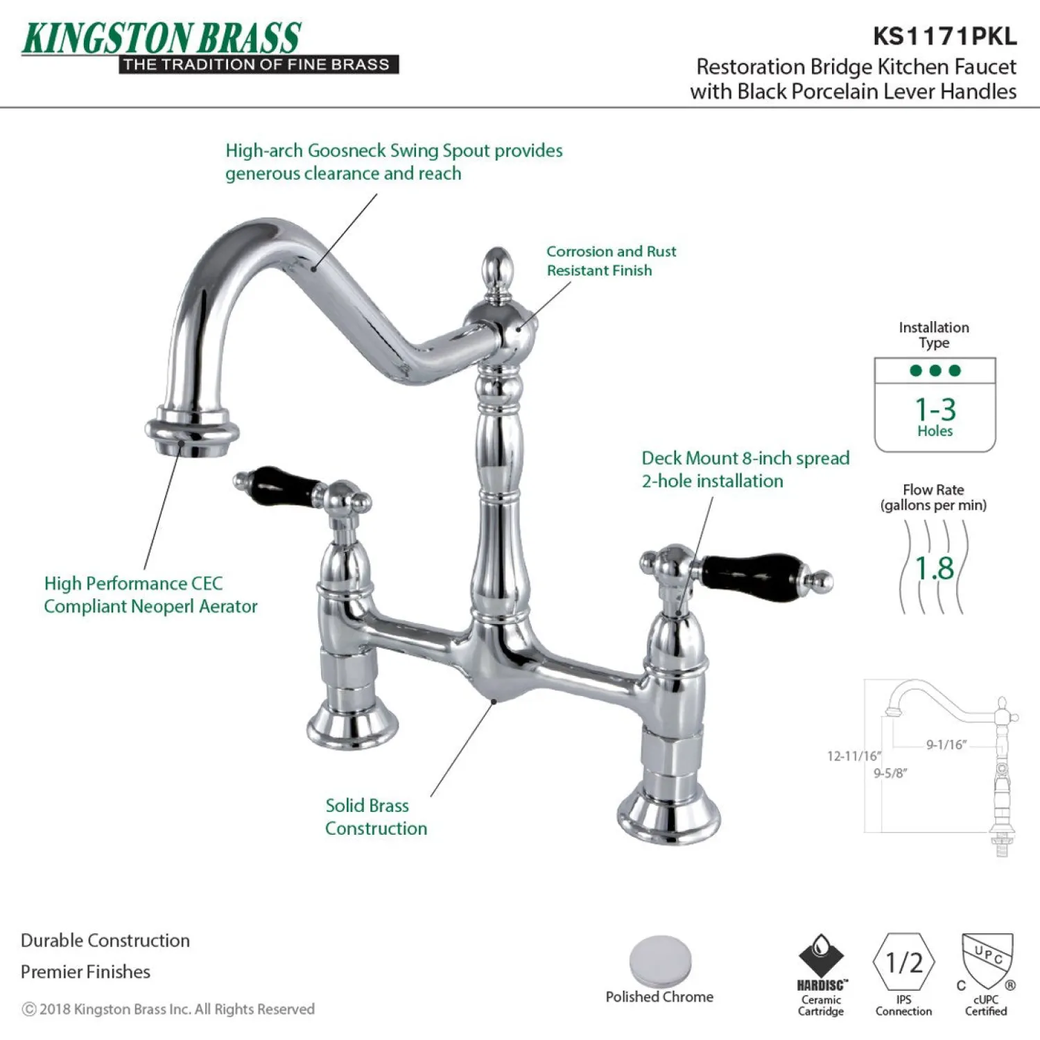 Sale Duchess 8" Centerset Kitchen Faucet Less Sprayer Bridge Faucets