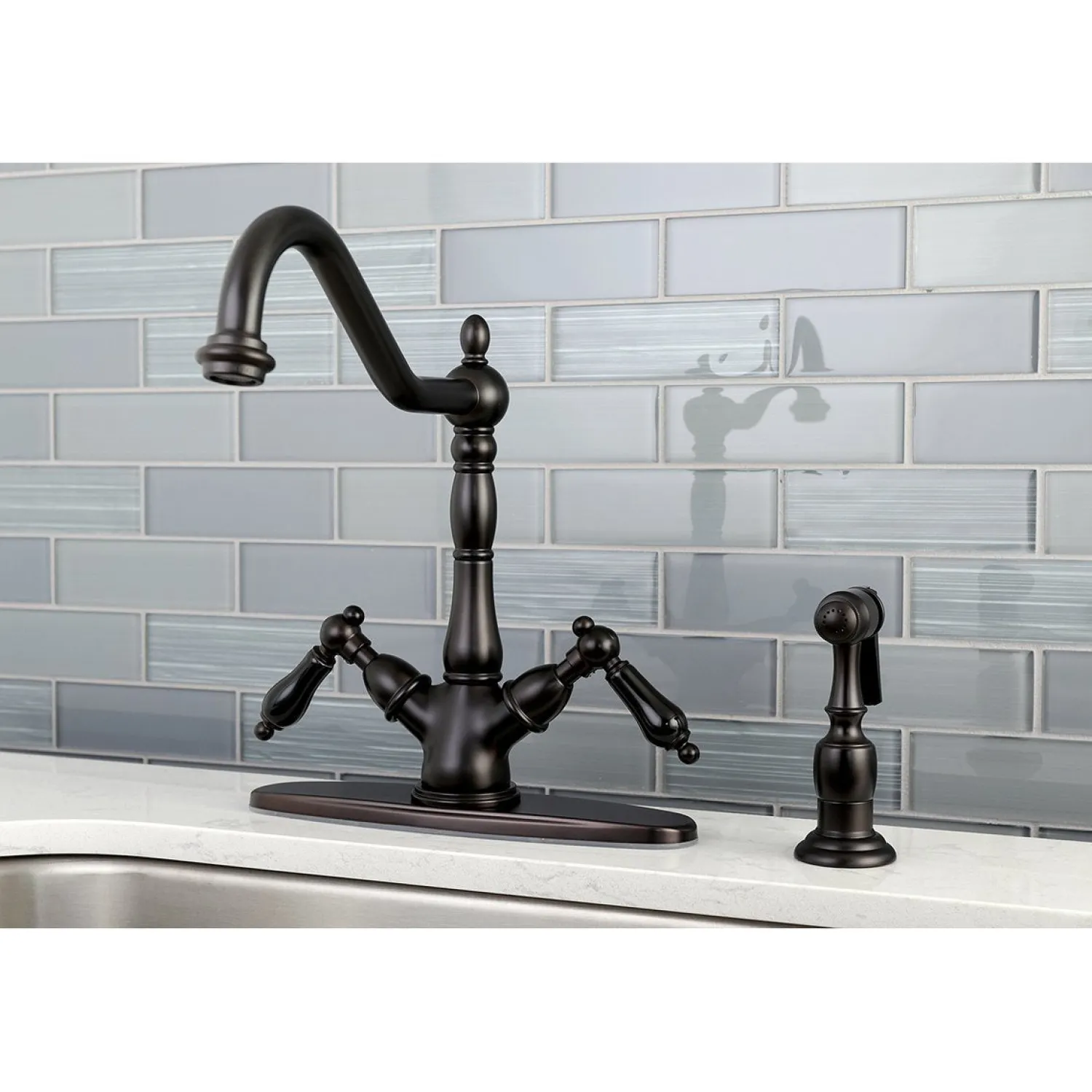Online Duchess 8" Centerset Deck Mount Kitchen Faucet with Brass Sprayer Faucets With Side Spray