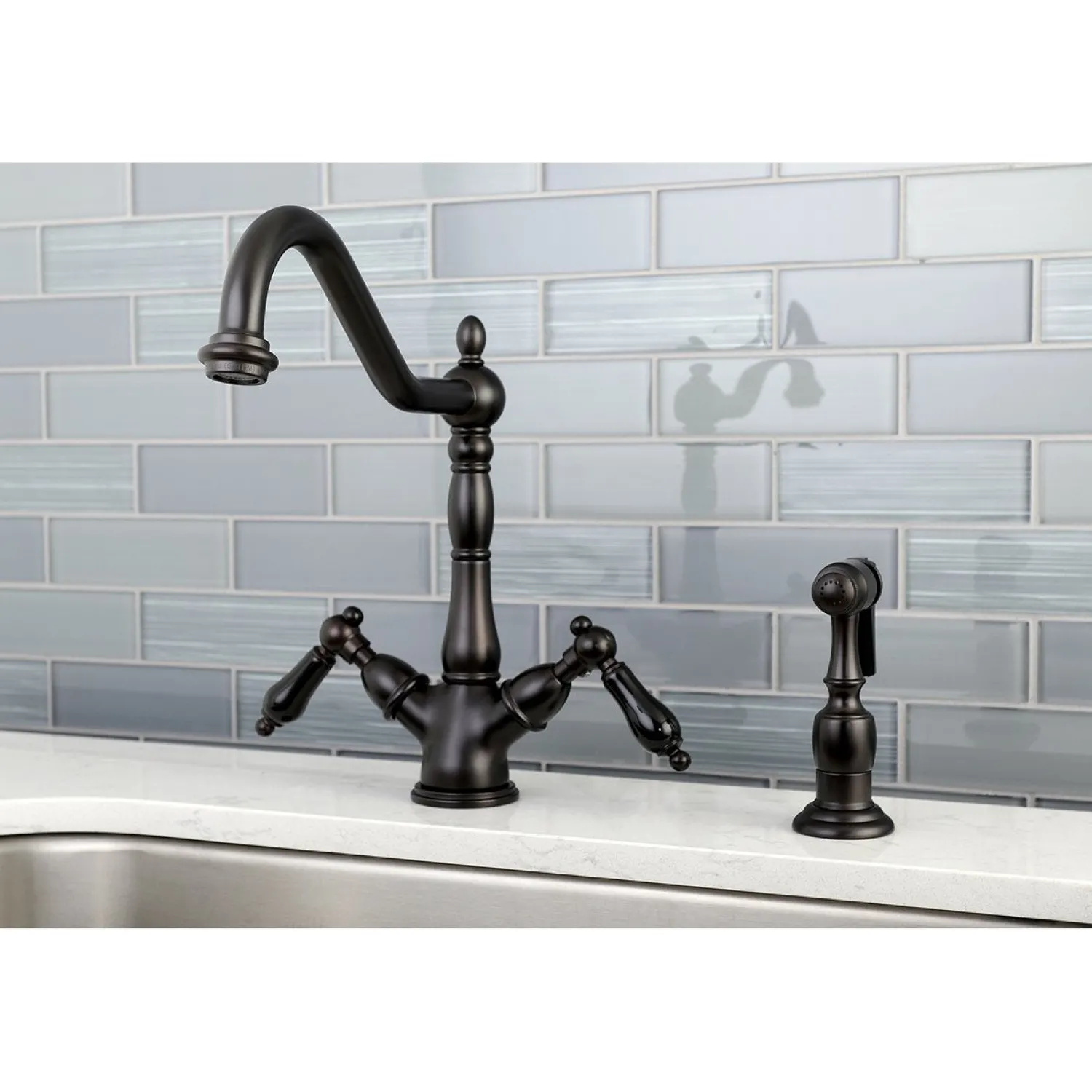 Online Duchess 8" Centerset Deck Mount Kitchen Faucet with Brass Sprayer Faucets With Side Spray