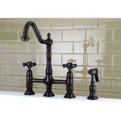 Hot Duchess Deck Mount 8" Centerset Kitchen Faucet with Brass Sprayer Faucets With Side Spray|Bridge Faucets