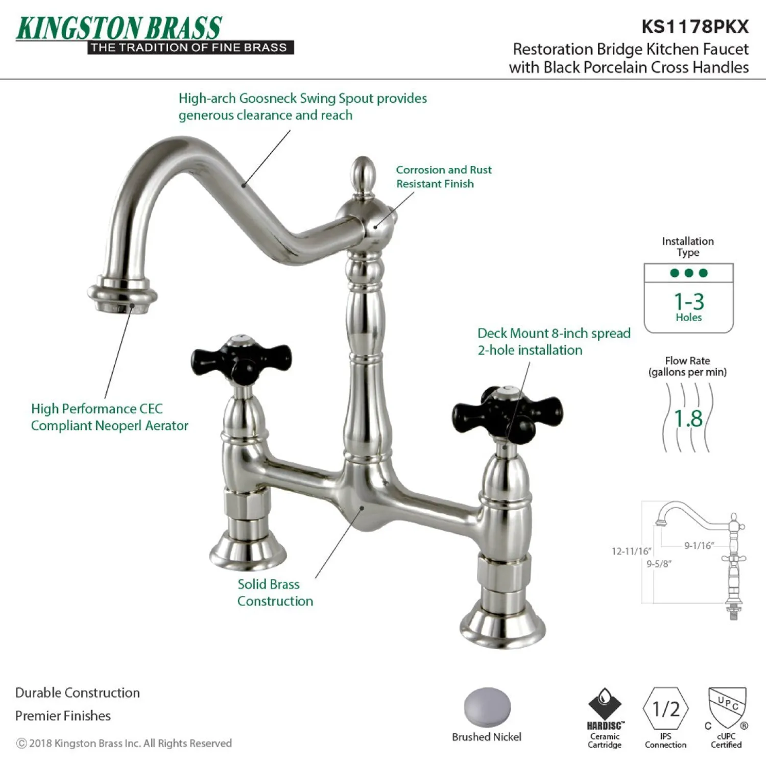 Clearance Duchess 2-Hole 8" Centerset Kitchen Faucet Less Sprayer Bridge Faucets