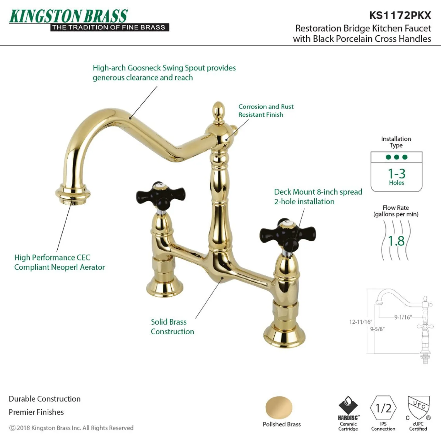 Clearance Duchess 2-Hole 8" Centerset Kitchen Faucet Less Sprayer Bridge Faucets