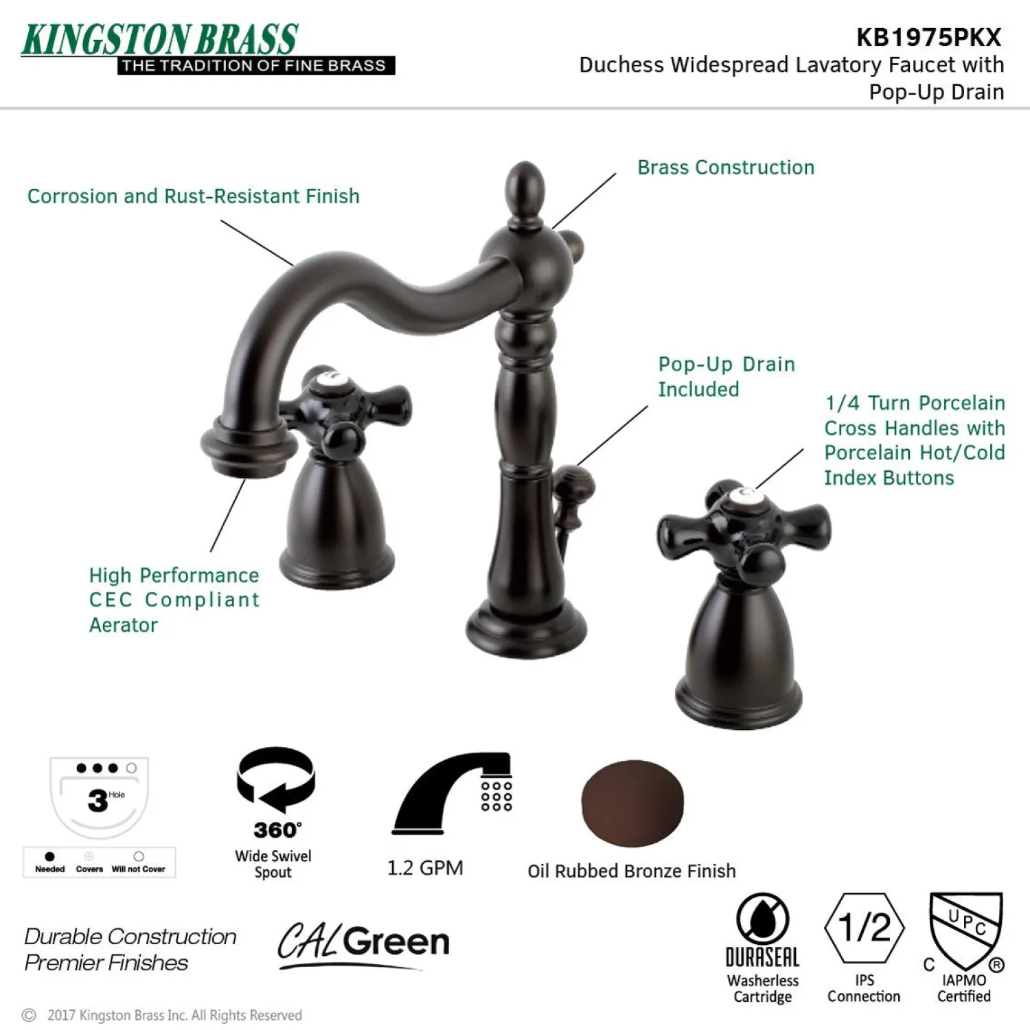 Outlet Duchess 3-Hole 8-Inch Widespread Bathroom Faucet 8" Widespread
