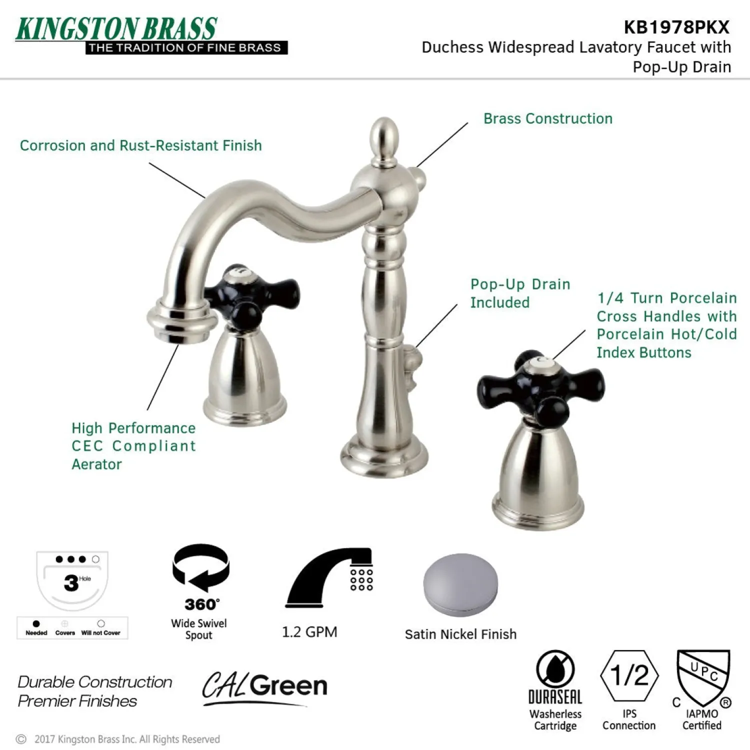 Outlet Duchess 3-Hole 8-Inch Widespread Bathroom Faucet 8" Widespread