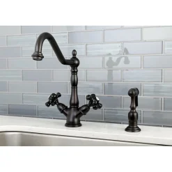 New Duchess 8-Inch Centerset Deck Mount Kitchen Faucet with Brass Sprayer Faucets With Side Spray