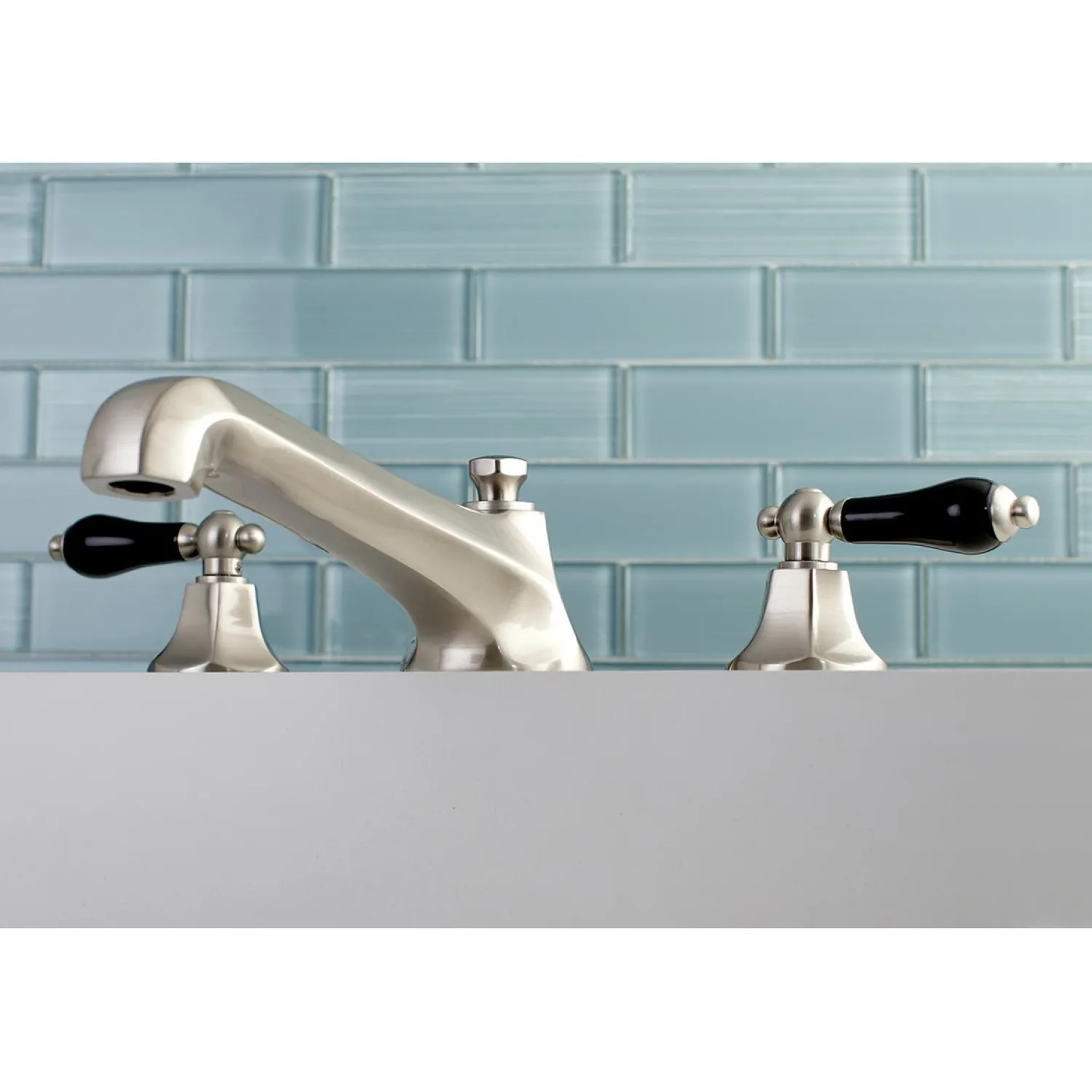 Sale Duchess Roman Tub Filler with Black Porcelain Lever Handle Tub Faucets