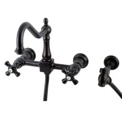 Outlet Duchess Wall Mount 8-Inch Centerset Kitchen Faucet with Brass Sprayer Wall Mounted Kitchen Faucets|Faucets With Side Spray