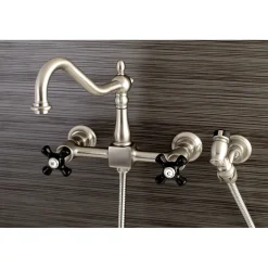 Outlet Duchess Wall Mount 8-Inch Centerset Kitchen Faucet with Brass Sprayer Wall Mounted Kitchen Faucets|Faucets With Side Spray