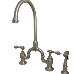 Clearance English Country Deck Mount Kitchen Bridge Faucet with Brass Sprayer Faucets With Side Spray|Bridge Faucets