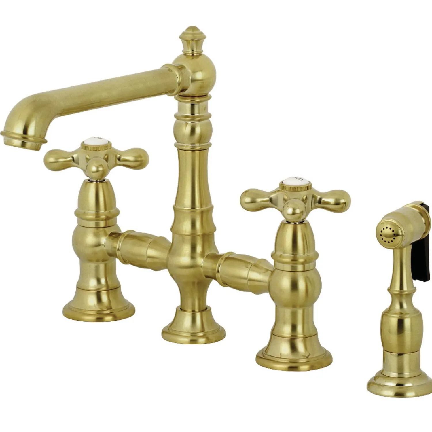 English Country 8" Bridge Kitchen Faucet with Sprayer Faucets With Side Spray|Bridge Faucets