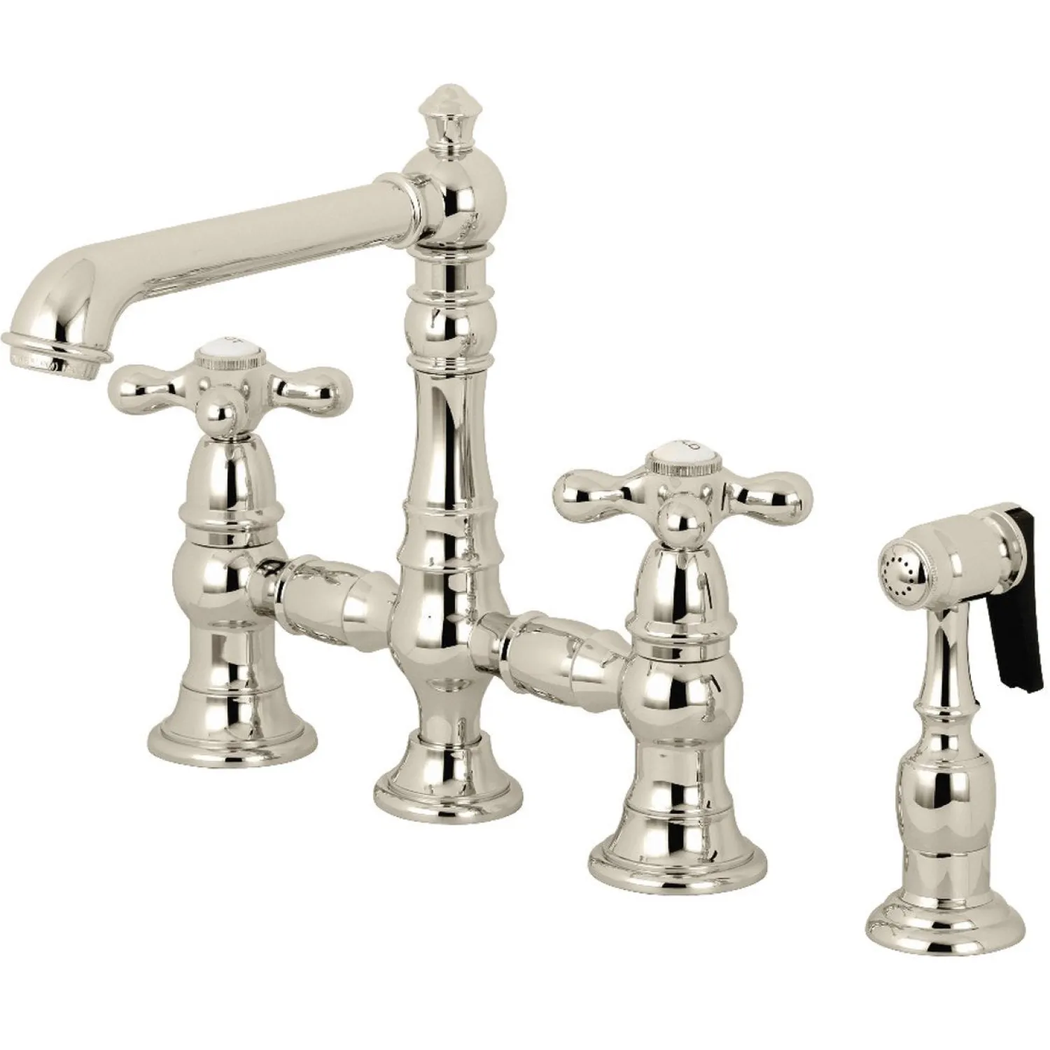 English Country 8" Bridge Kitchen Faucet with Sprayer Faucets With Side Spray|Bridge Faucets