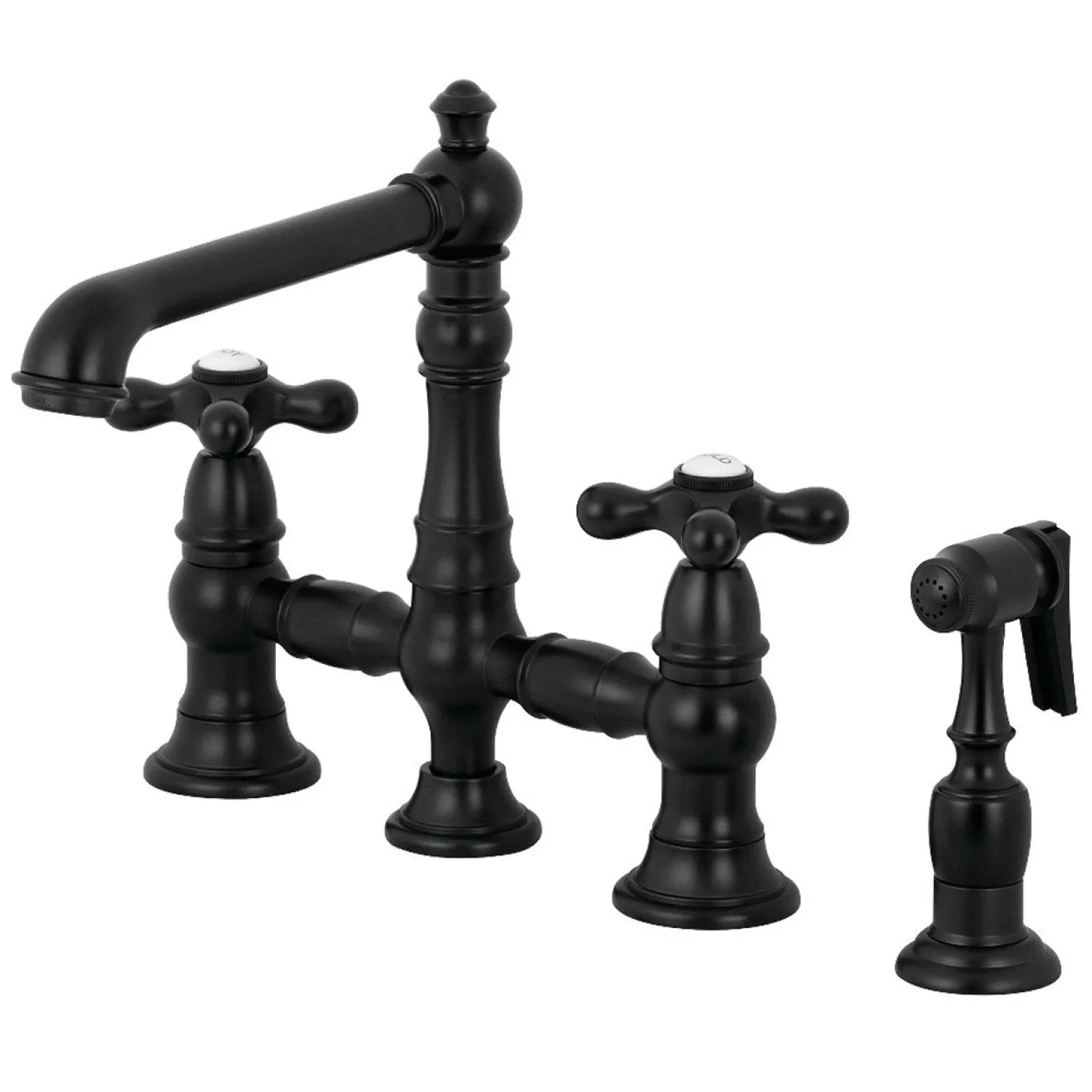 English Country 8" Bridge Kitchen Faucet with Sprayer Faucets With Side Spray|Bridge Faucets