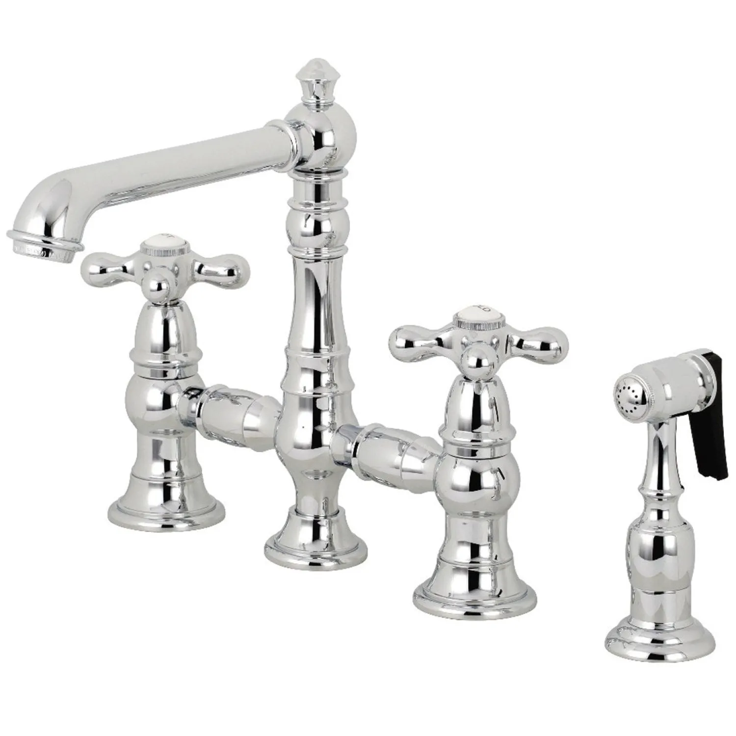 English Country 8" Bridge Kitchen Faucet with Sprayer Faucets With Side Spray|Bridge Faucets