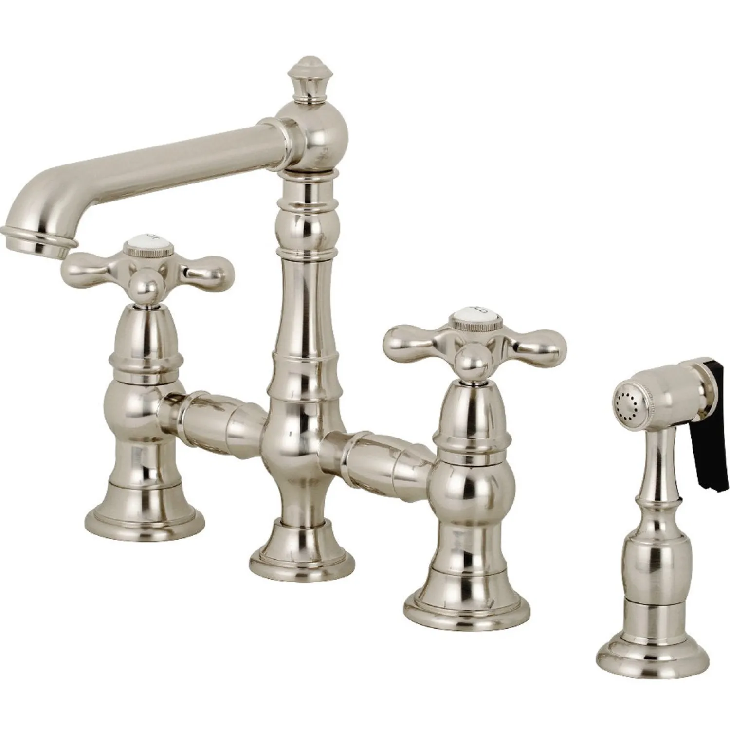 English Country 8" Bridge Kitchen Faucet with Sprayer Faucets With Side Spray|Bridge Faucets