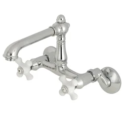 Discount English Country 2-Hole 6-Inch Adjustable Center Wall Mount Kitchen Faucet Wall Mounted Kitchen Faucets