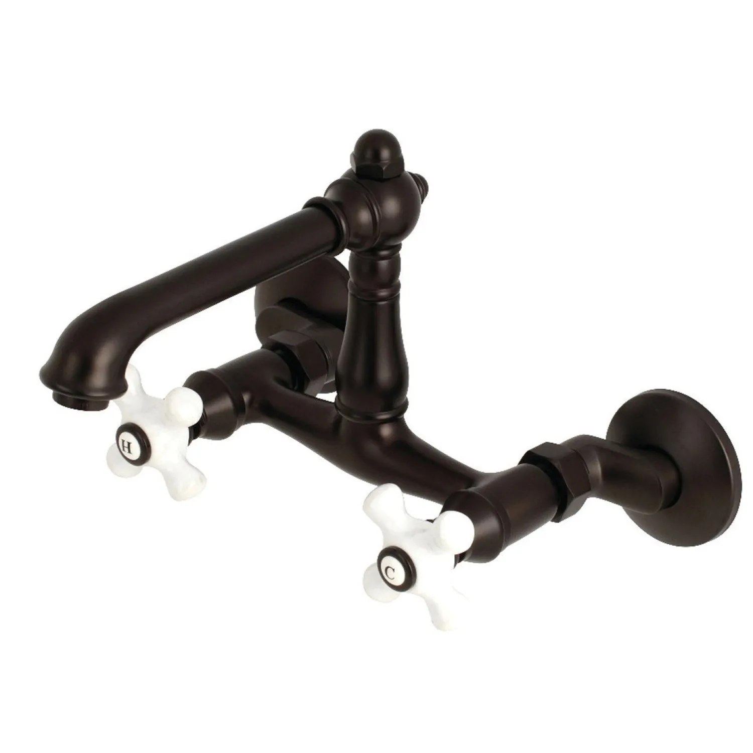 Discount English Country 2-Hole 6-Inch Adjustable Center Wall Mount Kitchen Faucet Wall Mounted Kitchen Faucets