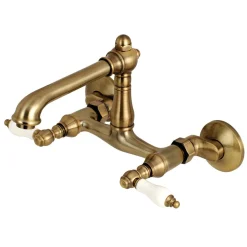 Best English Country 6-Inch Adjustable Center Wall Mount 2-Hole Kitchen Faucet Wall Mounted Kitchen Faucets