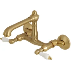 Best English Country 6-Inch Adjustable Center Wall Mount 2-Hole Kitchen Faucet Wall Mounted Kitchen Faucets