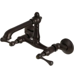 Hot English Country Wall Mount 6-Inch Adjustable Center Kitchen Faucet Wall Mounted Kitchen Faucets