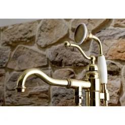 Hot English Country Single-Handle Freestanding Roman Tub Filler with Hand Shower Free Standing Tub Fillers|Tub Faucets