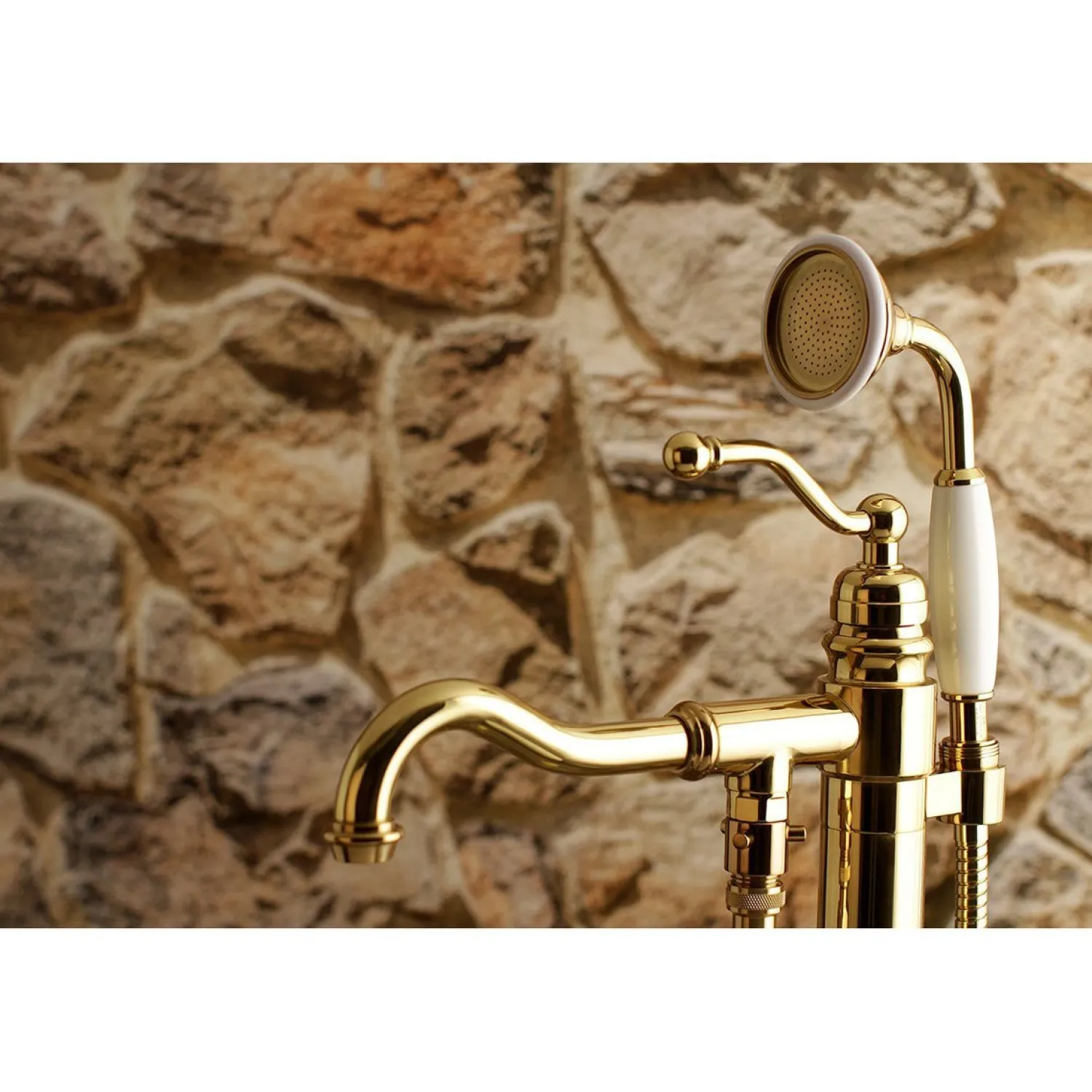 Hot English Country Single-Handle Freestanding Roman Tub Filler with Hand Shower Free Standing Tub Fillers|Tub Faucets