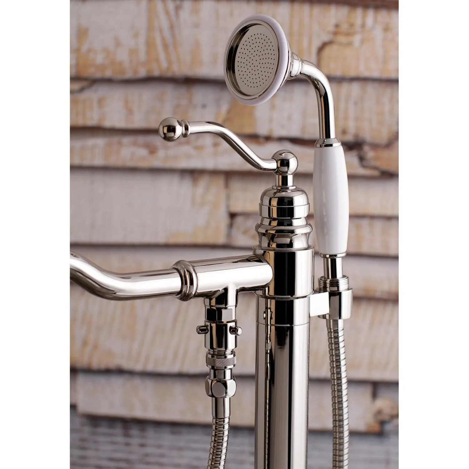Hot English Country Single-Handle Freestanding Roman Tub Filler with Hand Shower Free Standing Tub Fillers|Tub Faucets
