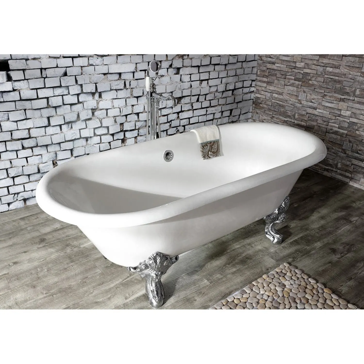 Hot English Country Single-Handle Freestanding Roman Tub Filler with Hand Shower Free Standing Tub Fillers|Tub Faucets