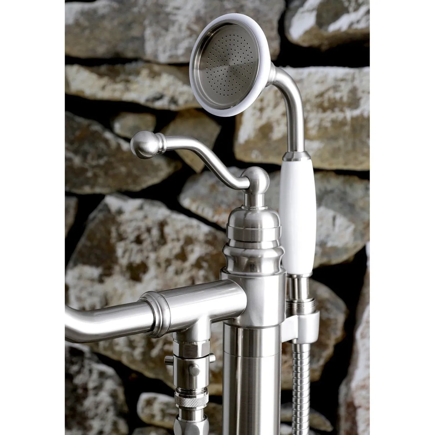 Hot English Country Single-Handle Freestanding Roman Tub Filler with Hand Shower Free Standing Tub Fillers|Tub Faucets