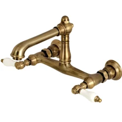 English Country 2-Hole Wall Mount Bathroom Faucet Wall Mount