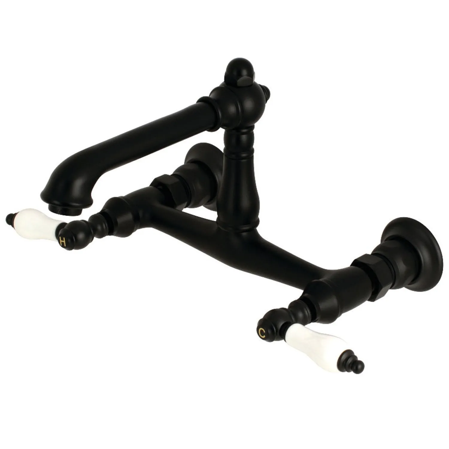 English Country 2-Hole Wall Mount Bathroom Faucet Wall Mount