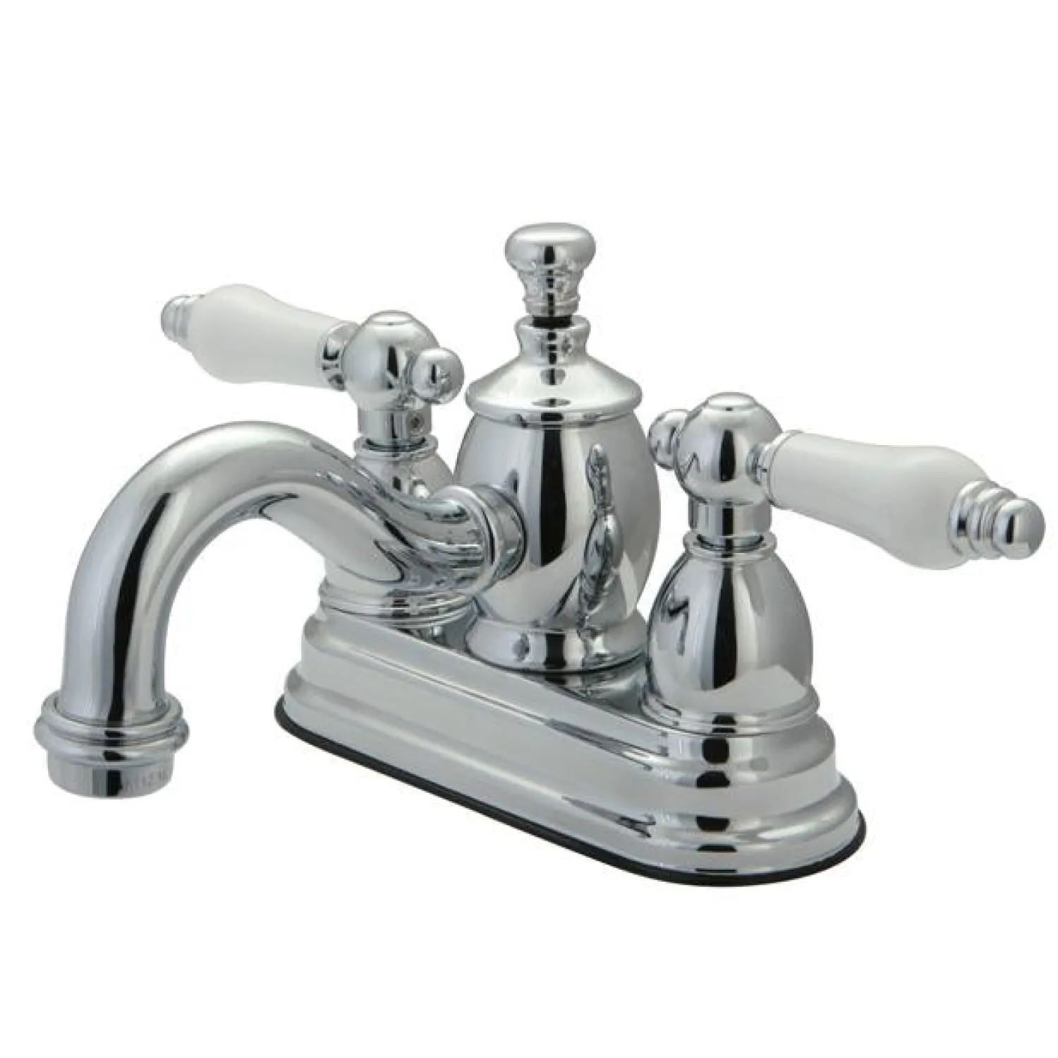 New English Country 4" Centerset Lavatory Faucet with Heritage Spout and Porcelain Lever Handle 4" Center Set