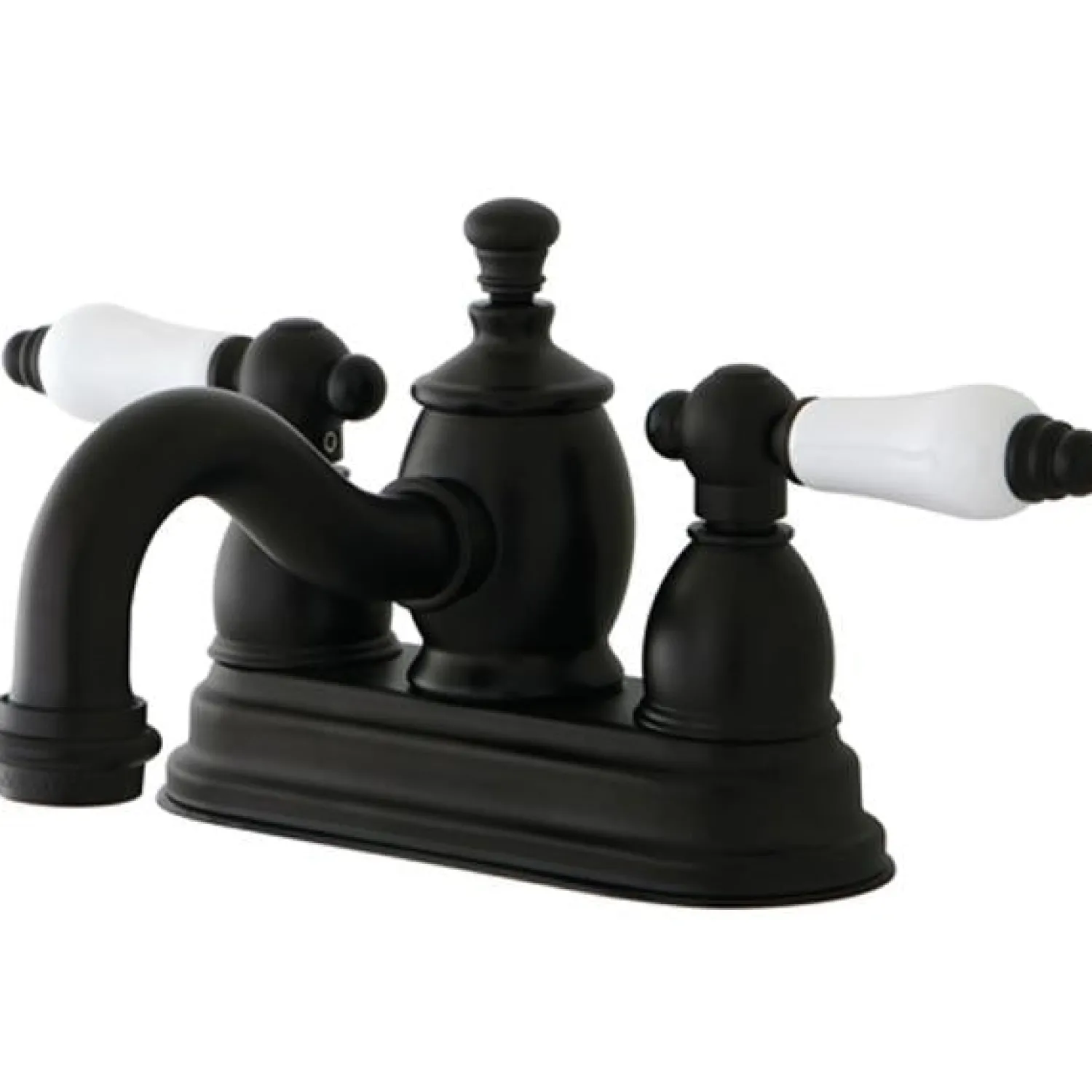 New English Country 4" Centerset Lavatory Faucet with Heritage Spout and Porcelain Lever Handle 4" Center Set