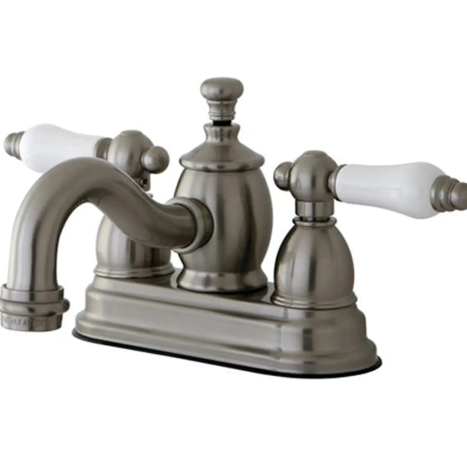 New English Country 4" Centerset Lavatory Faucet with Heritage Spout and Porcelain Lever Handle 4" Center Set