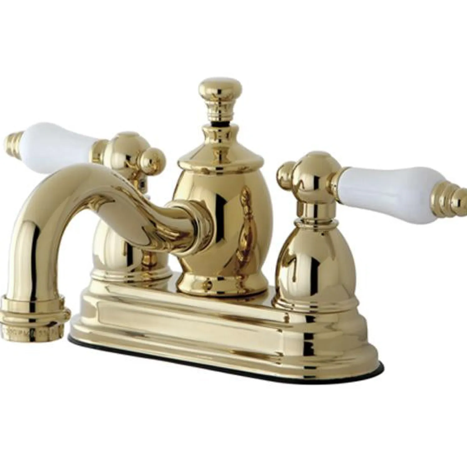 New English Country 4" Centerset Lavatory Faucet with Heritage Spout and Porcelain Lever Handle 4" Center Set