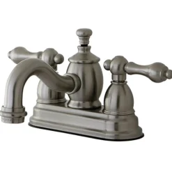 Hot English Country 4" Centerset Lavatory Faucet with Metal Lever Handle and Heritage Spout 4" Center Set